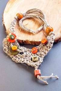 Asymmetrical Linen Necklace Handmade Jewellery