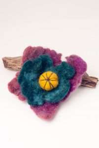 Handmade Felt Flower Teal Blue and Pink by Ertisun 3