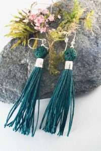 Green Lava Tassel Earrings Ertisun Jewellery 3