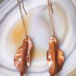 Curled Copper Leaf Earrings
