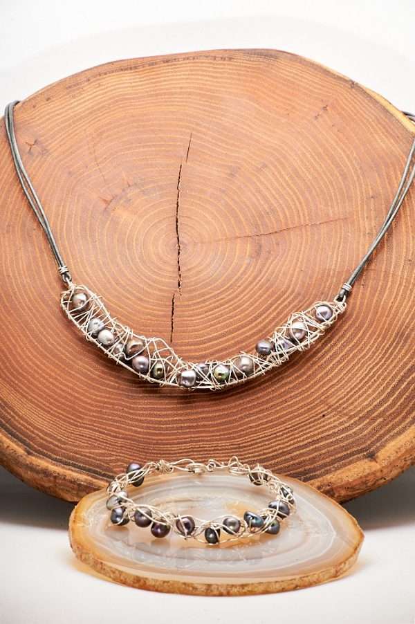 Natural Pearls Set Necklace and Bracelet Handmade by Ertisun Ireland