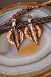 3D Leaf Circle Copper Earrings Artistic Handmade Jewellery from Ertisun Ireland Dublin 62