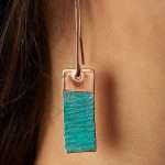 Rectangle Green Patina Earrings