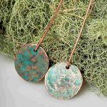 Green Disc Copper Earrings