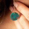 Handcrafted Green Copper Disc Earrings designed by Ertisun