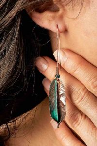 Copper and Silver Leaf Earrings