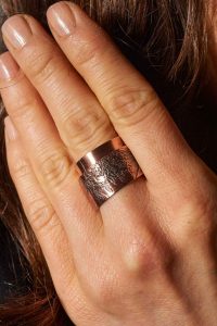 Heather Field Copper Ring Leaf Shadow Womens Copper Ring Handcrafted by Edyta Rosinska from Ertisun 5