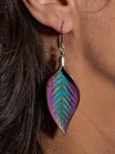 Handcrafted Pink Painted Leather Earrings