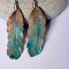 Leather feather earrings
