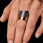 Copper Ring Green Leaf