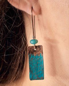 Boho Green Copper Earrings Handmade Jewellery designed in Ireland by Edyta Rosinska 421