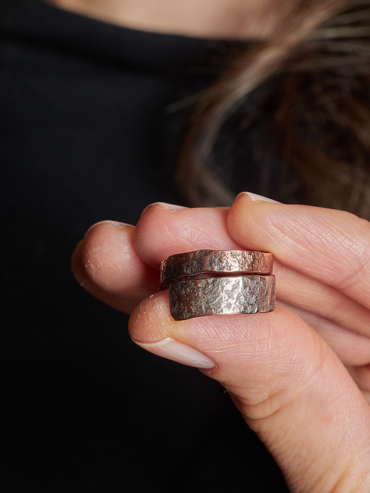 Organic Copper-Silver Adjustable Ring