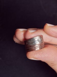 Copper and Silver Rustic Wood Ring Rings handmade by Ertisun