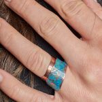 Handmade Adjustable Green Blue Copper Ring