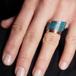 Handmade Adjustable Green Blue Copper Ring