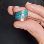 Handmade Adjustable Green Blue Copper Ring