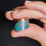 Handmade Adjustable Green Blue Copper Ring