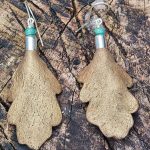 Handcrafted Leather Oak Green  Leaves Earrings II