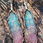 Boho Leather Feather Earrings