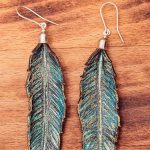 Boho Leather Feather Earrings III