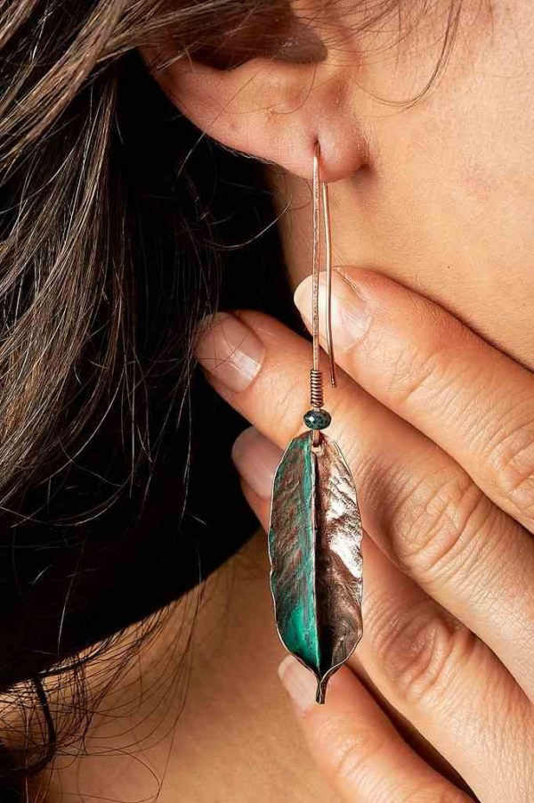 Handmade-Copper-green-Patina-Earrings-made-by-Ertisun